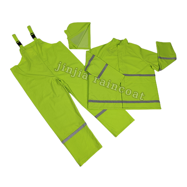 fluorescent hi vis pvc polyester raincoat